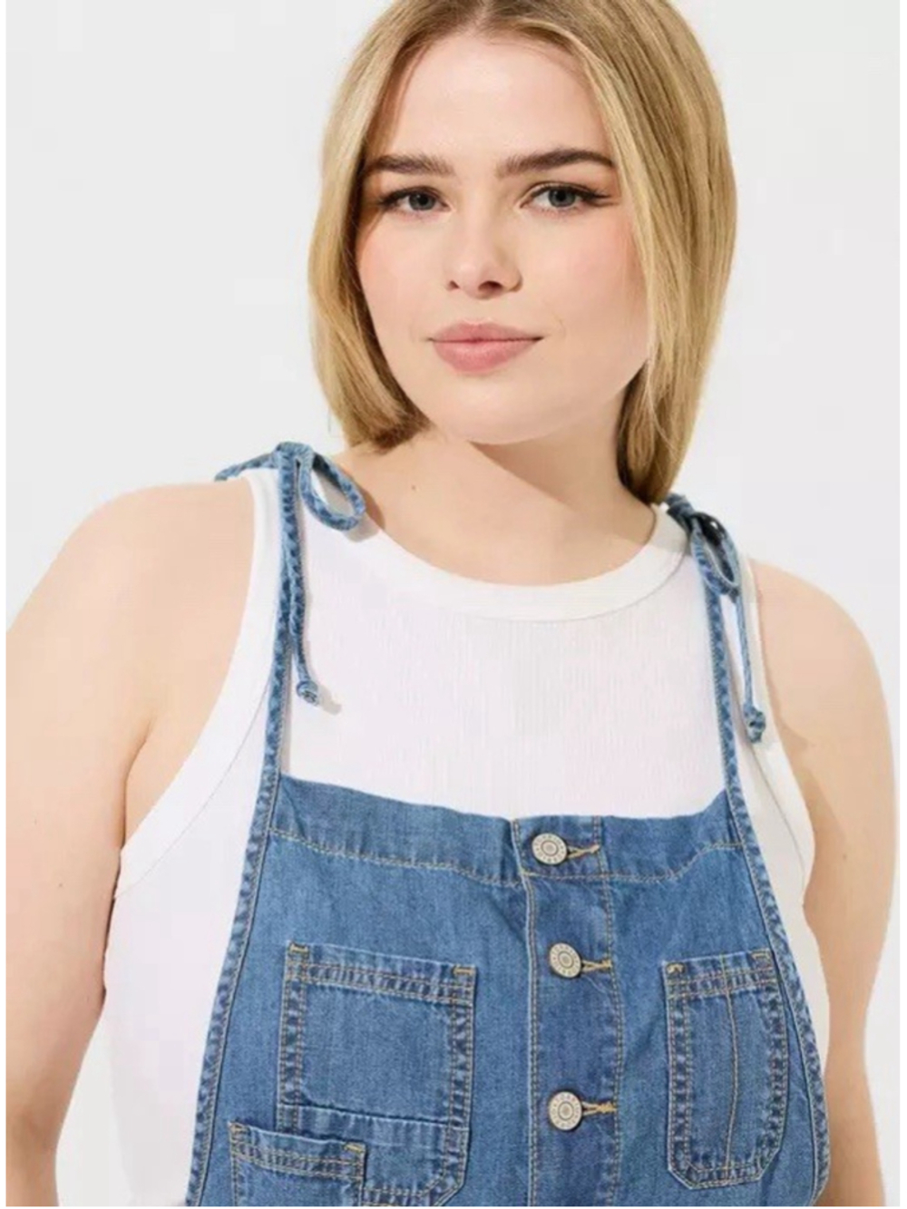 Torrid 5 Inch Lightweight Denim Shortall Overalls Plus Size 24 NWT Summer - Picture 5 of 8